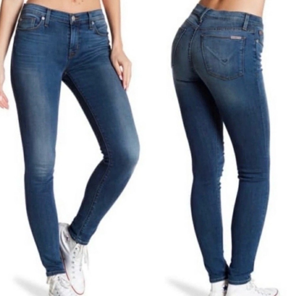 Hudson Jeans Women Mid‎ Rise Skinny Stretch Blue Denim Pants Size 27